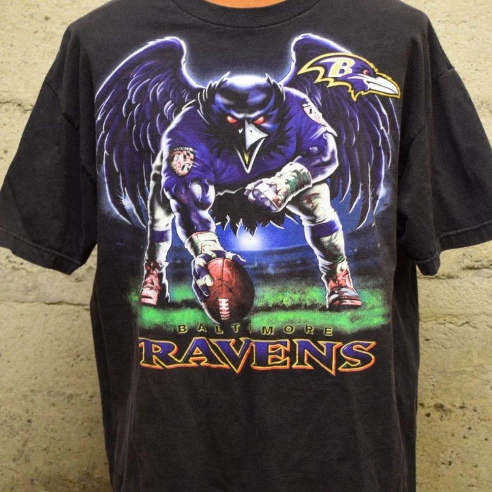 Vintage 90S Baltimore Ravens Liquid Blue Tshirt